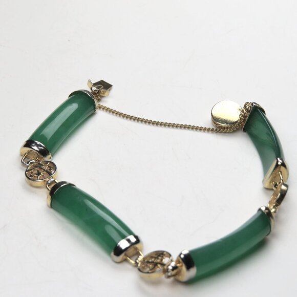 14k  Gold  Natural Jade Bracelet - Picture 1 of 3